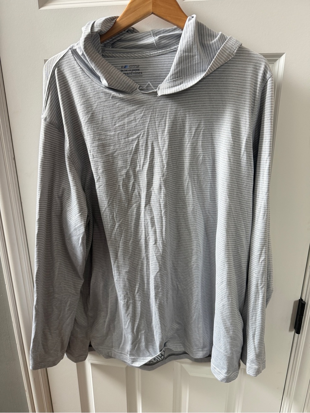 Vineyard Vines Light Gray Striped Hooded Long-Sleeve